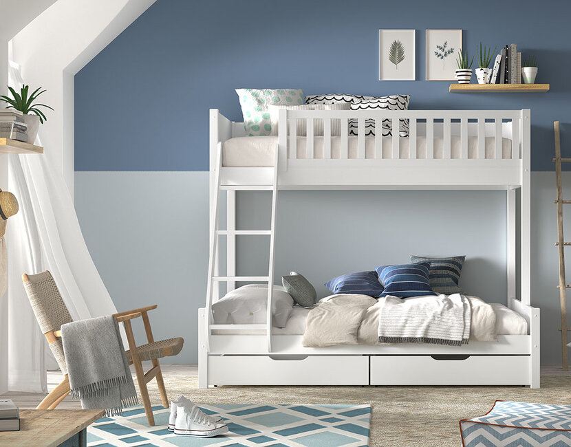 3 persoons stapelbed Scott - Wit - 140x200