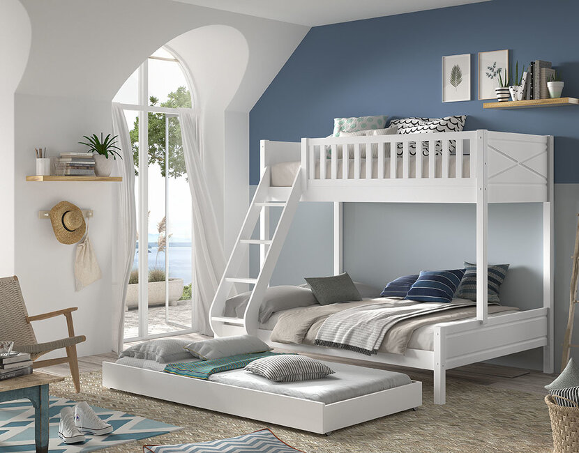 3 persoons stapelbed Scott - Wit - 140x200