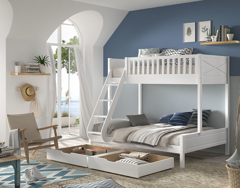 3 persoons stapelbed Scott - Wit - 140x200