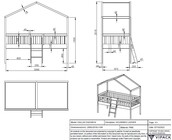 Halfhoogslaper Dallas - 90x200 met dak en zijwanden (variant 3)
