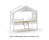 Halfhoogslaper Dallas - 90x200 met dak, zijwanden en glijbaan (variant 4)