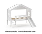 Halfhoogslaper Dallas - 90x200 met dak, zijwanden en glijbaan (variant 4)