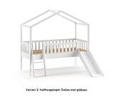 Halfhoogslaper Dallas - 90x200 met dak, zijwanden en glijbaan (variant 4)