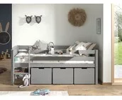 Halfhoogslaper Pino - Grijs - 90x200cm - met 3 lades en bedplank (variant 6)