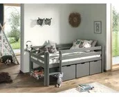 Halfhoogslaper Pino - Grijs - 90x200cm - met 3 lades en bedplank (variant 6)