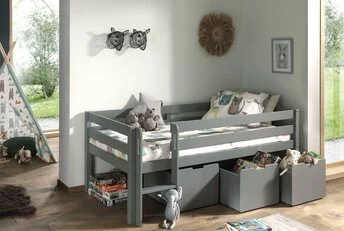 Halfhoogslaper Pino Grijs 90x200cm - Met 3 lades