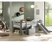 Halfhoogslaper Pino - Grijs - 90x200cm - met 3 lades en bedplank (variant 6)