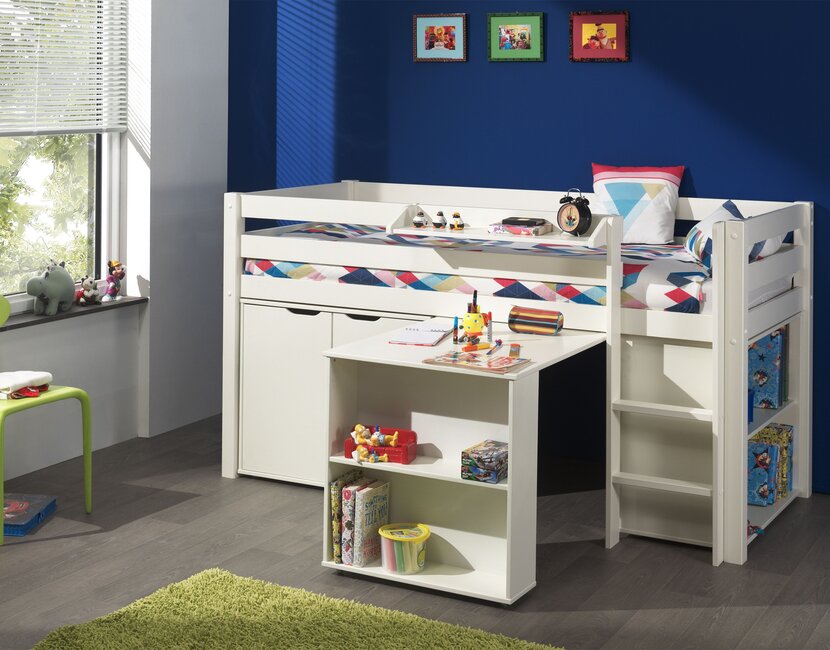 Halfhoogslaper Charlotte met extra kasten - Wit