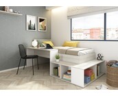 Kinderbed Blake - Grijs eiken met wit