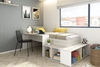 Kinderbed Blake - Grijs eiken met wit