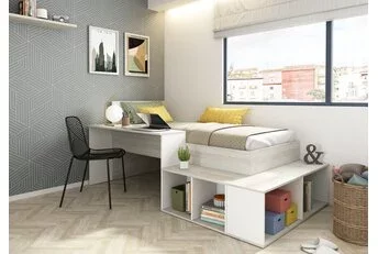 Kinderbed Blake - Grijs eiken met wit