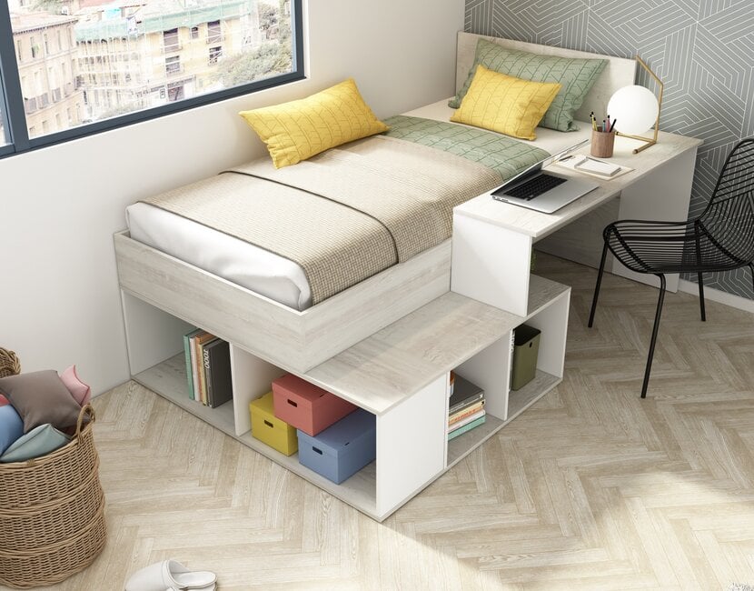 Kinderbed Blake - Grijs eiken met wit