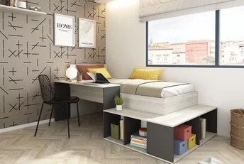 Kinderbed Blake - Antraciet en grijs eiken