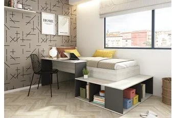 Kinderbed Blake - Antraciet en grijs eiken