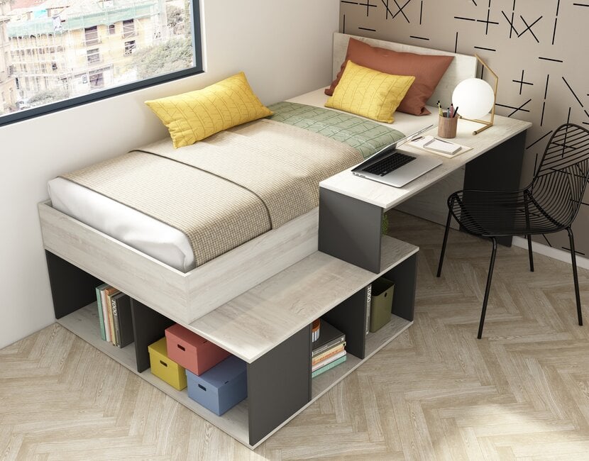 Kinderbed Blake - Antraciet en grijs eiken