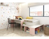 Kinderbed Blake - Roze en grijs eiken