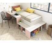 Kinderbed Blake - Roze en grijs eiken