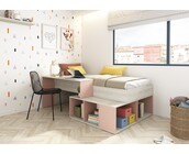 Kinderbed Blake - Roze en grijs eiken