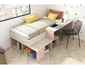 Kinderbed Blake - Roze en grijs eiken