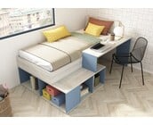 Kinderbed Blake - Blauw en grijs eiken