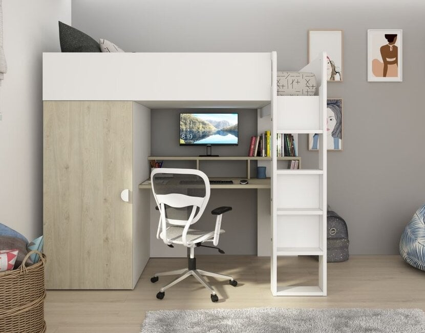 Hoogslaper Flow Grijs eiken/wit