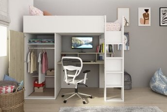 Hoogslaper Flow Grijs eiken/wit