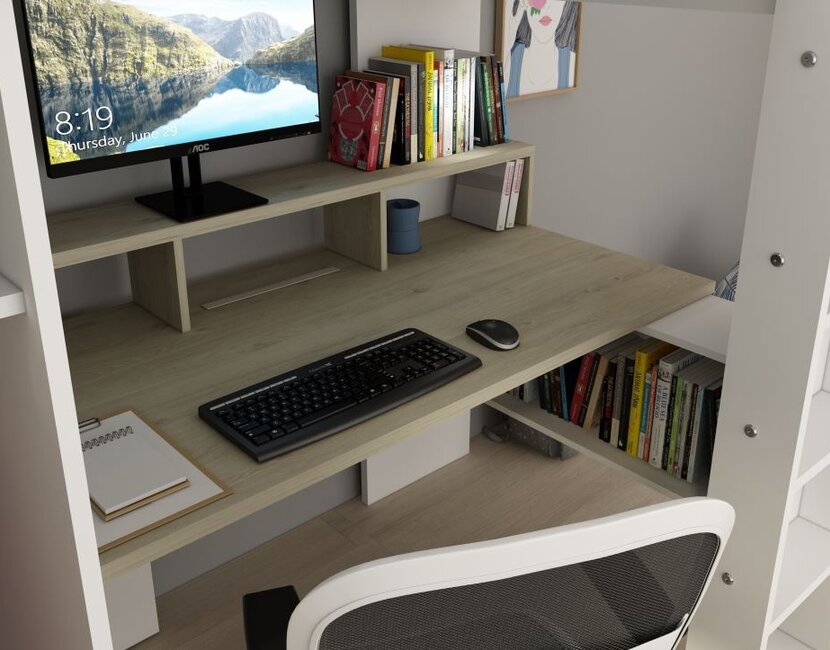 Hoogslaper Flow Grijs eiken/wit