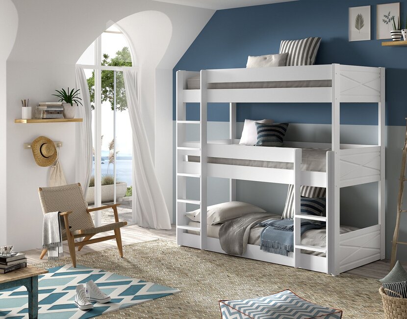 3 persoons stapelbed Scott - Wit