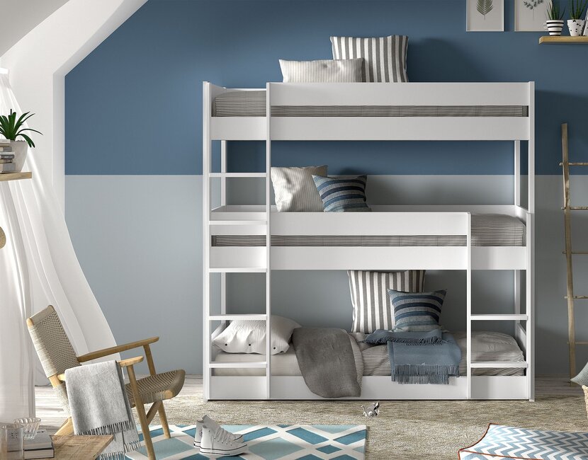 3 persoons stapelbed Scott - Wit