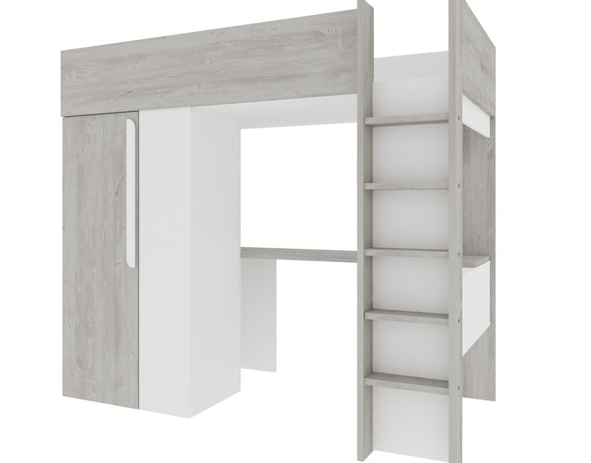 Hoogslaper Studio Grijs eiken/wit