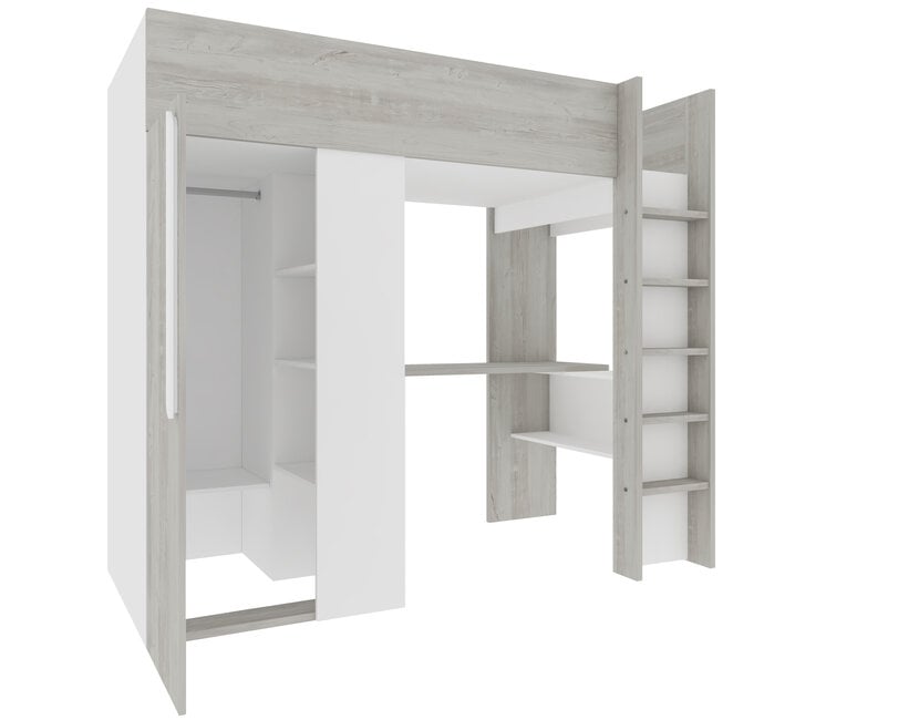 Hoogslaper Studio Grijs eiken/wit