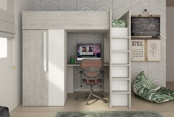 Hoogslaper Studio Grijs eiken/wit