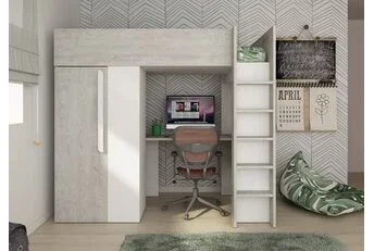 Hoogslaper Studio Grijs eiken/wit