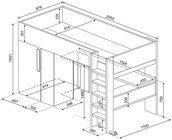 Hoogslaper Studio Grijs eiken/wit