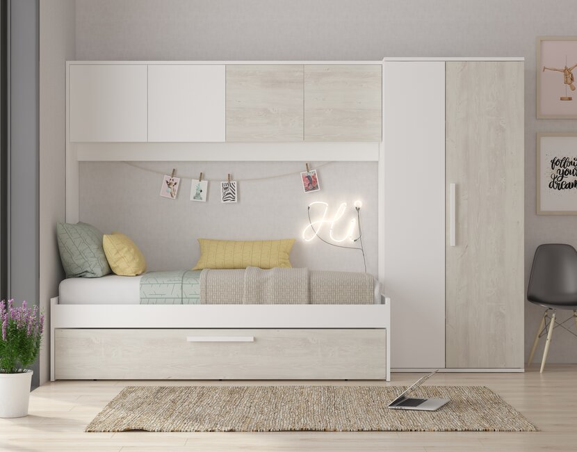 Kinderbed Artik - Grijs eiken met wit