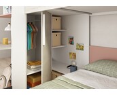 Stapelbed Palatino Grijs eiken - Roze 90x190