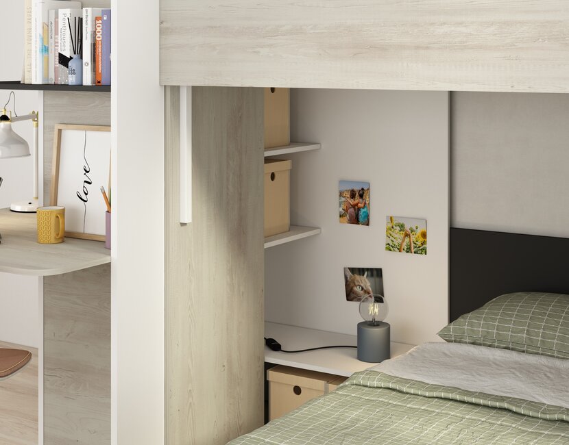 Stapelbed Palatino Antraciet / Grijs eiken