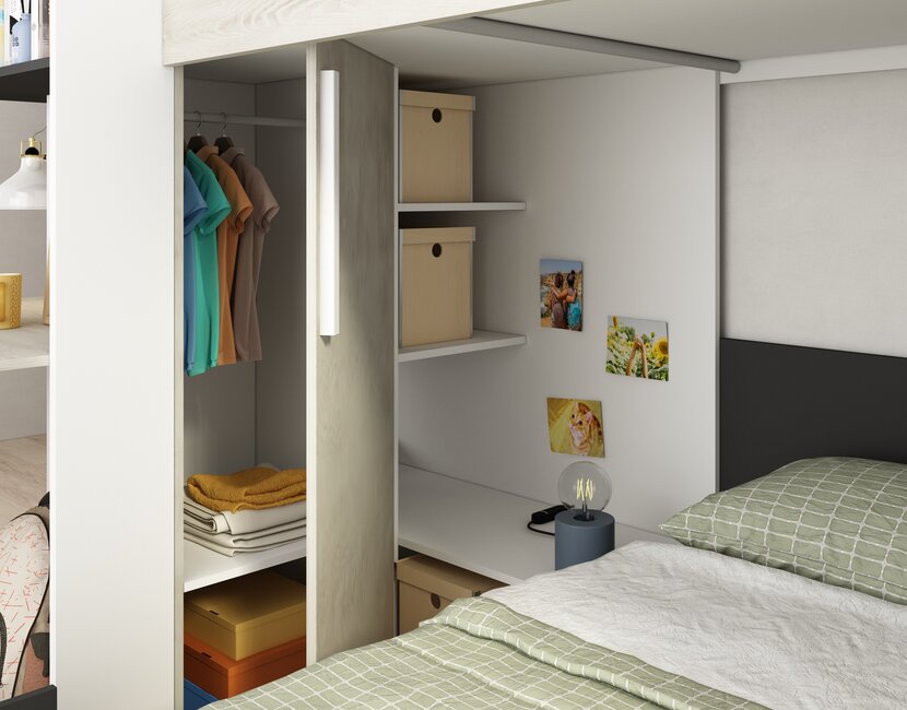 Stapelbed Palatino Antraciet / Grijs eiken