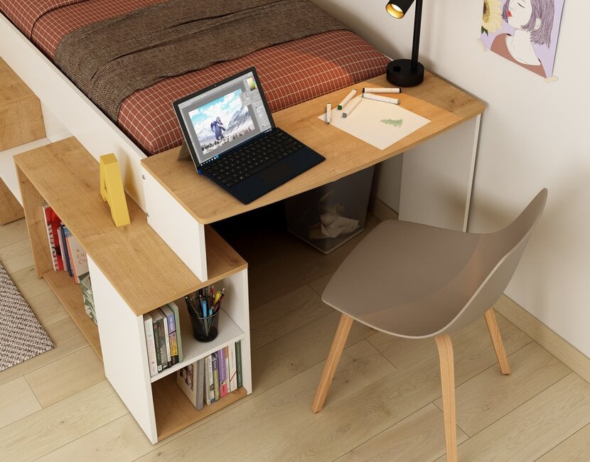 Kinderbed Gaby - Eiken met wit