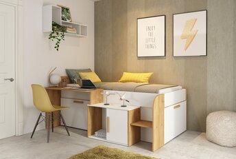 Kinderbed Sacha - Eiken met wit