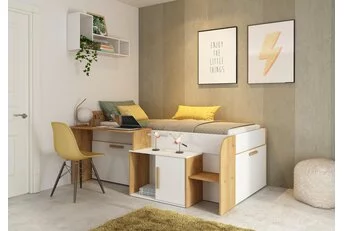 Kinderbed Sacha - Eiken met wit