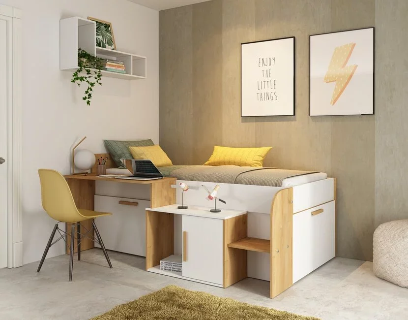 Kinderbed Sacha - Eiken met wit