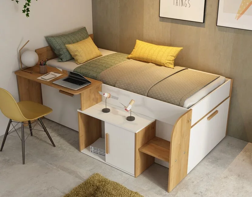 Kinderbed Sacha - Eiken met wit