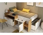 Kinderbed Sacha - Eiken met wit