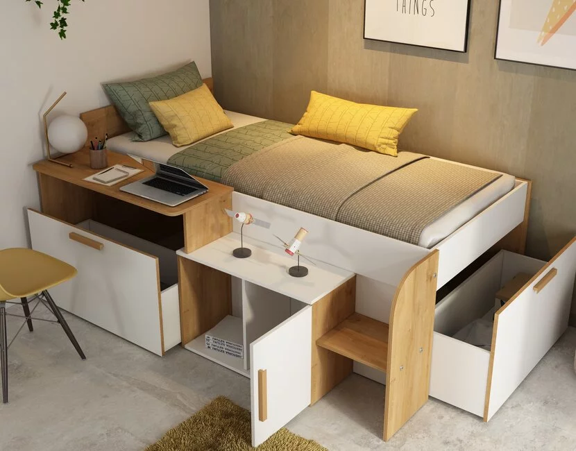 Kinderbed Sacha - Eiken met wit