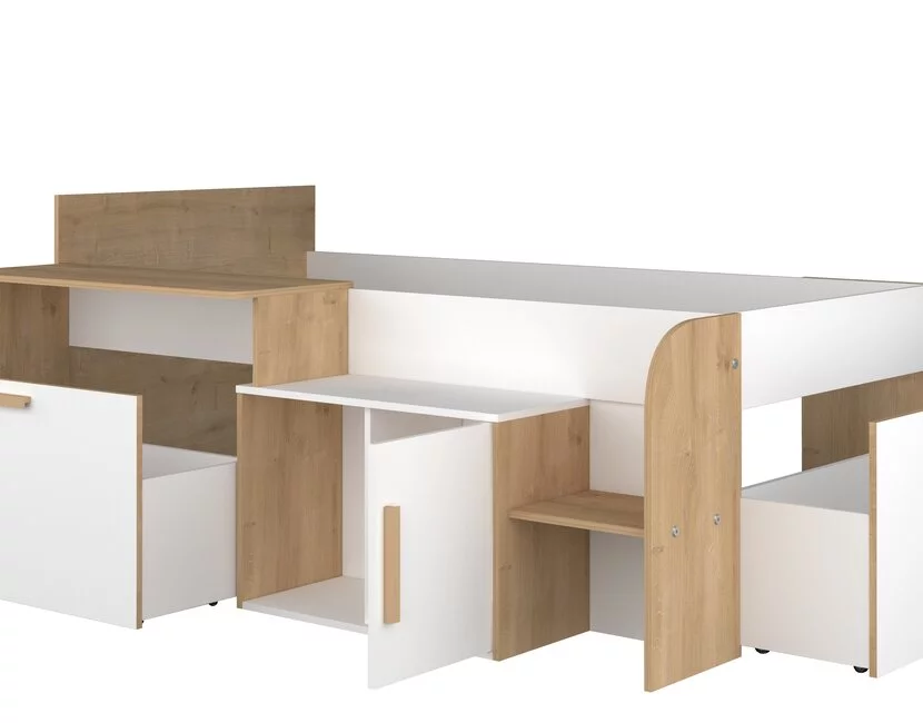 Kinderbed Sacha - Eiken met wit