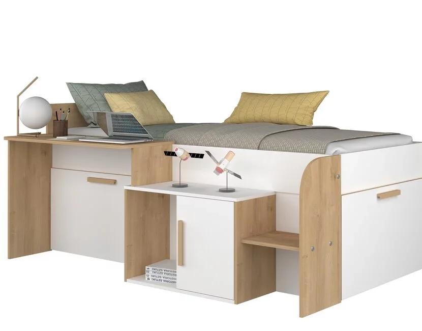 Kinderbed Sacha - Eiken met wit