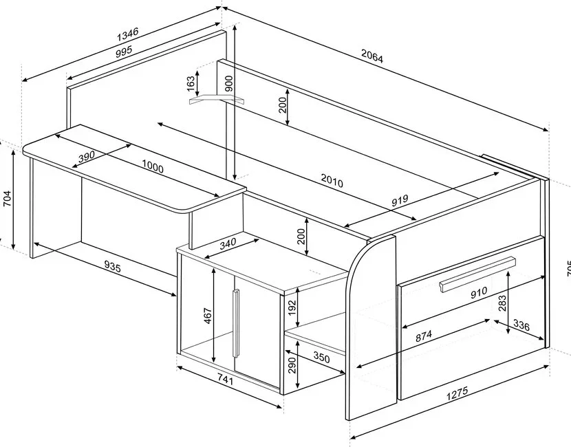 Kinderbed Sacha - Eiken met wit