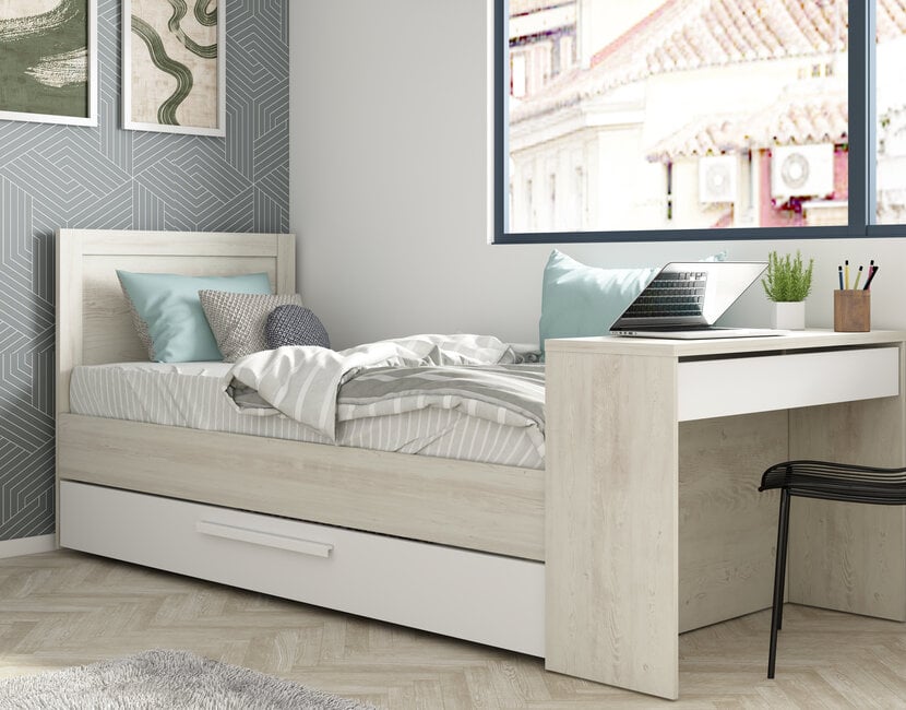 Kinderbed Shipley - Grijs eiken met wit