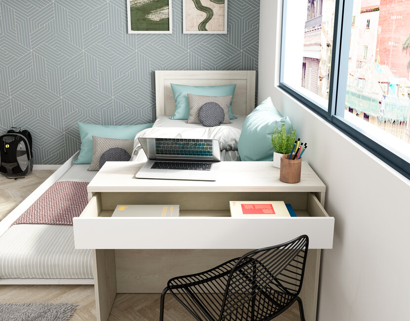 Kinderbed Shipley - Grijs eiken met wit